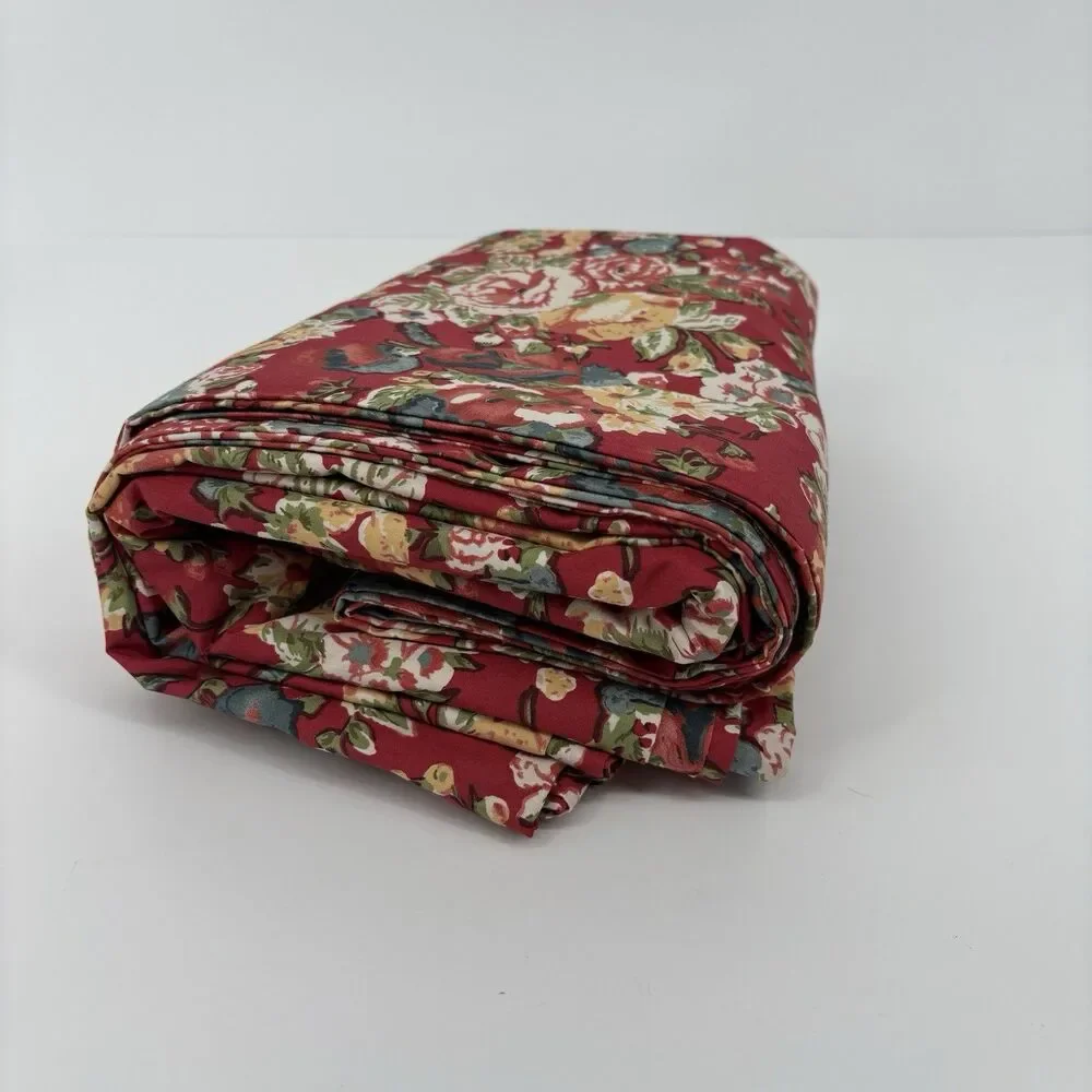 Pottery Barn Red Multi Floral Full Queen Duvet Cover Cotton Traditional Button